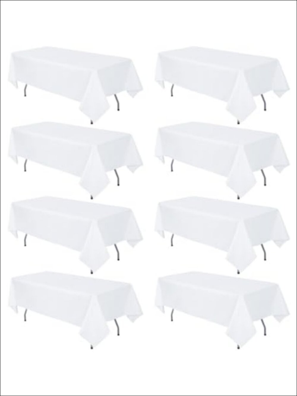 8 Pack White Rectangle Table Cloth 60 x 102 Inch for 6 Foot Tables